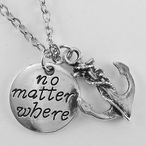 "No Matter Where" Anchor Silver Necklace